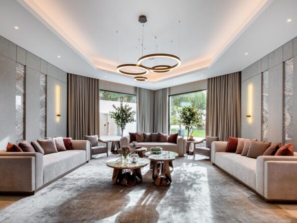 Ultra Luxury Mansion in Emirates Hills with Skyline Views - Living Room - SKD0002